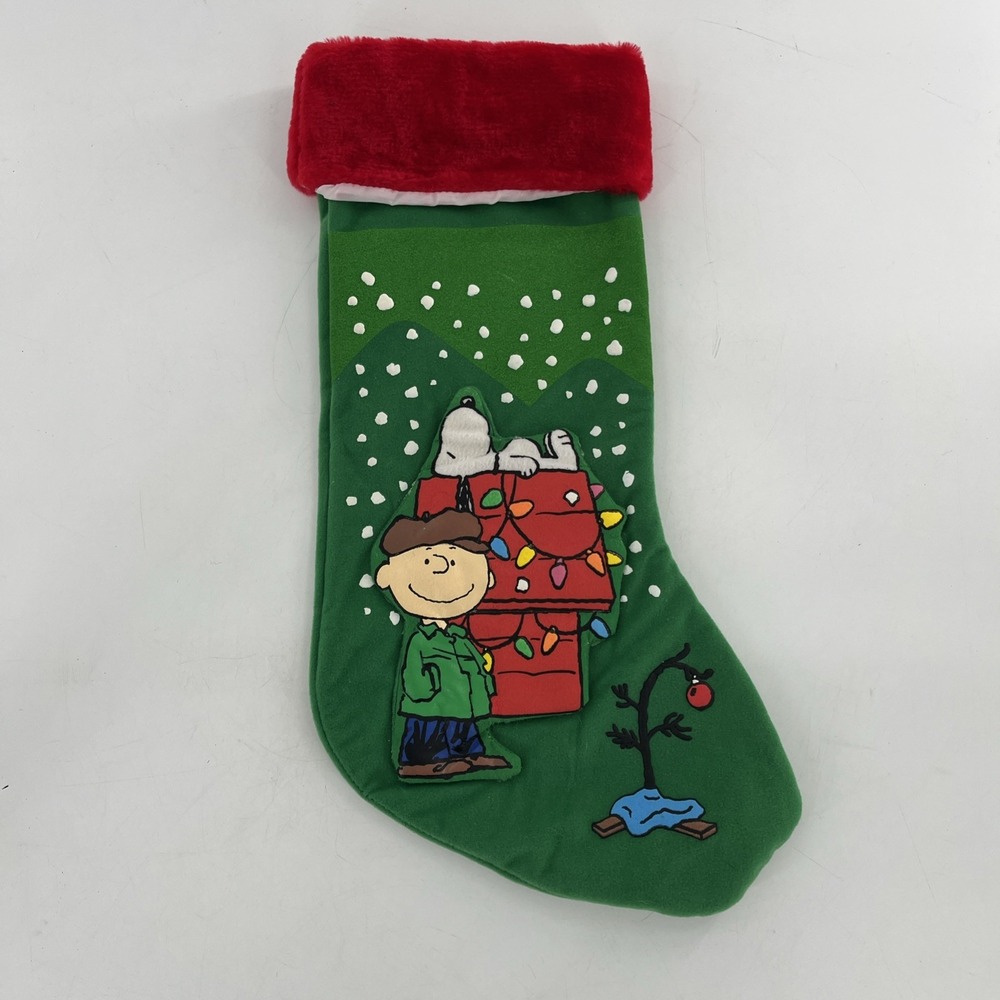 Vintage Felt Kurt Adler Christmas Stocking Peanuts Charlie Brown Snoopy Applique